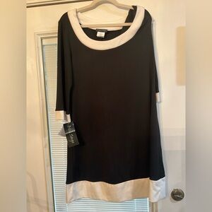 Blu Sage Black and White Contrast Dress